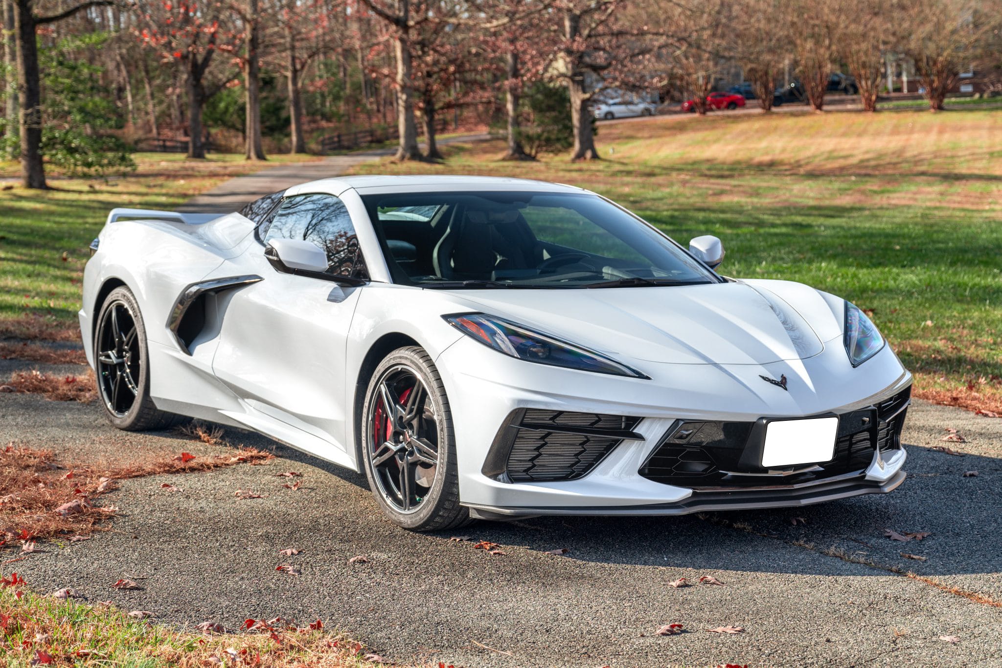 White Chevrolet Corvette Stingray photographed on delivery day