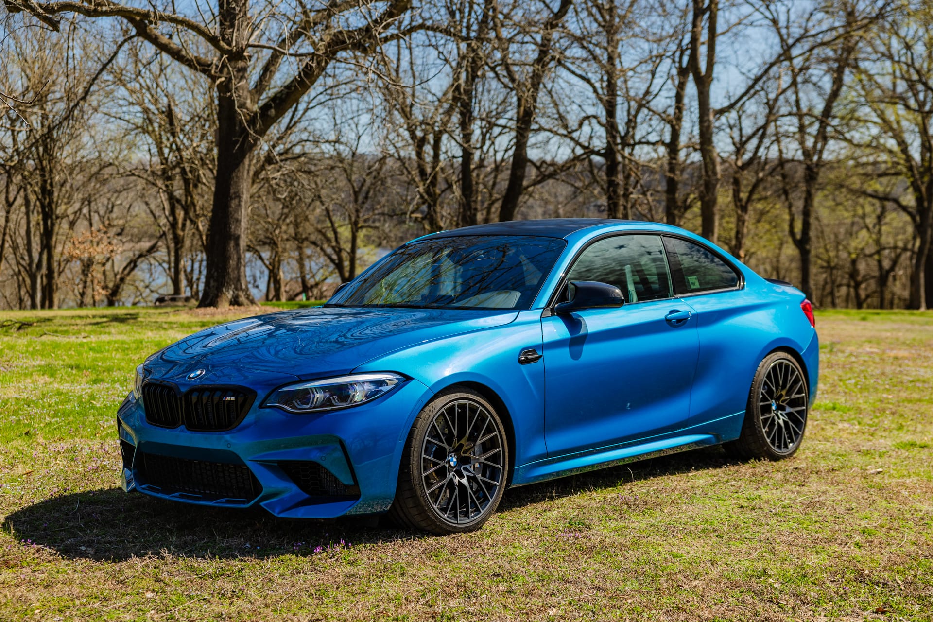 Blue BMW M2 Competition performance coupe on hand-over day
